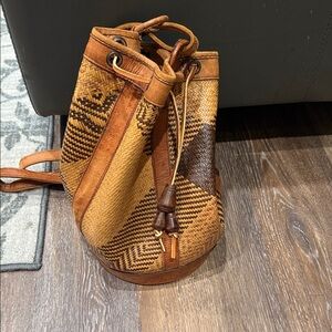 Woven Leather Bucket Bag